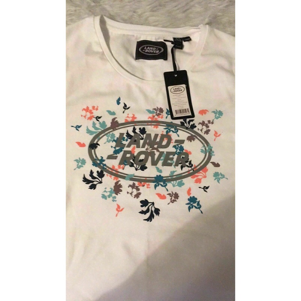 Land Rover Womens‎ Size 10 Shirt Top T-shirt Floral White Pink Blue NEW - Picture 4 of 6